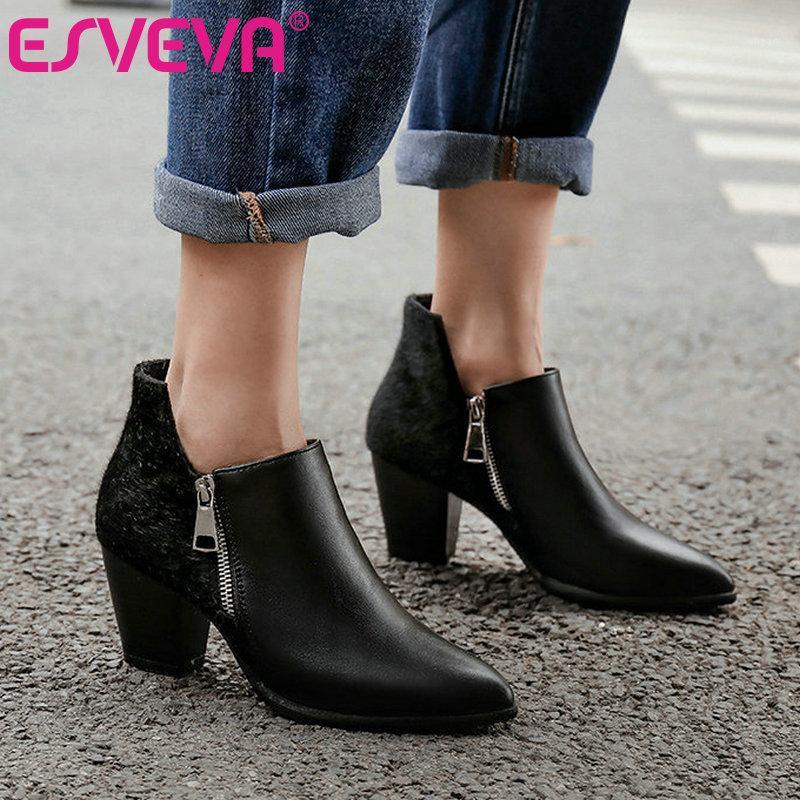 ESVEVA 2021 Women Shoes Winter Ankle Boots Square High Heel PU Leather Western Style Motorcycle Platform Boots Size 34-431, Black horsehair
ESVEVA 2021 Women Shoes Winter Ankle Boots Square High Heel PU Leather Western Style Motorcycle Platform Boots Size 34-431, Black horsehair