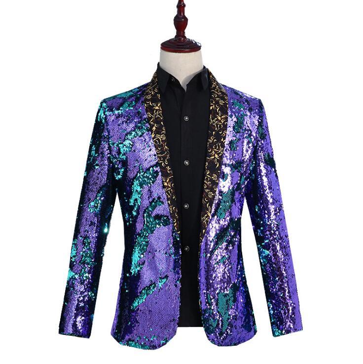 Fashion Hot 2021 New Men Dress tide Tuxedo jacket two-color flip film sequin suit Coat Wedding Groom male Singer Blazers Suits, Purple blue
Fashion Hot 2021 New Men Dress tide Tuxedo jacket two-color flip film sequin suit Coat Wedding Groom male Singer Blazers Suits, Purple blue