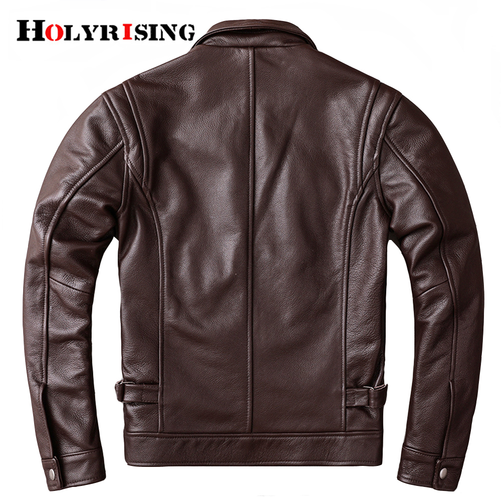 Men Genuine Jacket Vintage Brown Men Slim Fit Motorcycle Leather Jacket Plus Size 5XL Genuine Cowhide Spring Biker Coat 201128