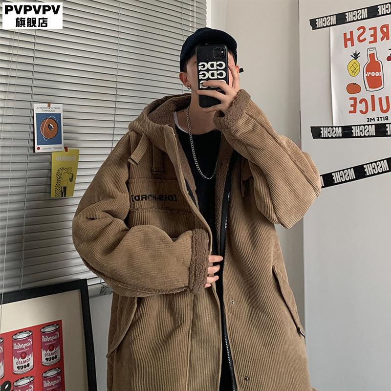 Corduroy Retro Jacket Lambswool Thicken Fashion Loose Oversized Hooded Jacket Loose Winter Manteau Homme Coat Men DE50MMF, Dark grey
Corduroy Retro Jacket Lambswool Thicken Fashion Loose Oversized Hooded Jacket Loose Winter Manteau Homme Coat Men DE50MMF, Dark grey