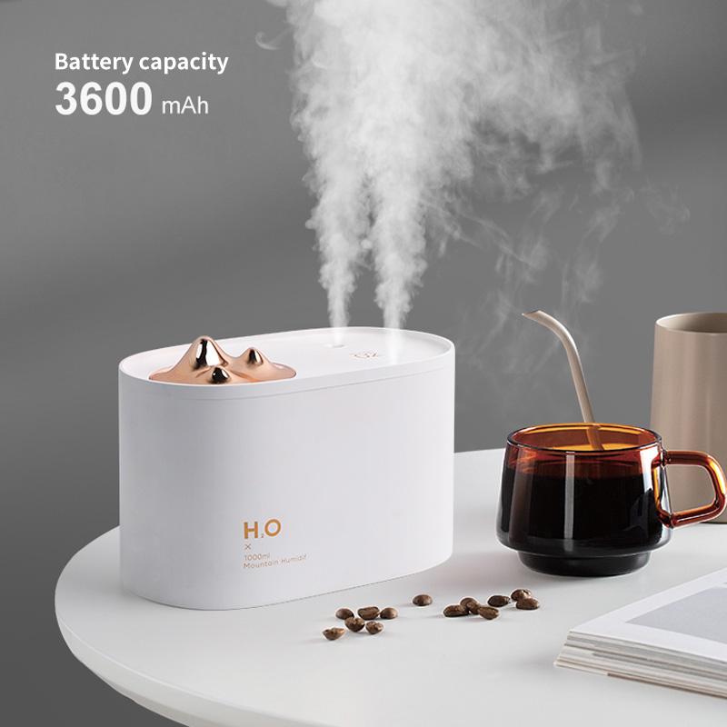 1000ML Ultrasonic Humidifier 3600mAh Portable USB Rechargeable Wireless Air Diffusor Dual Nozzles Mountain Humidificador Aroma
1000ML Ultrasonic Humidifier 3600mAh Portable USB Rechargeable Wireless Air Diffusor Dual Nozzles Mountain Humidificador Aroma