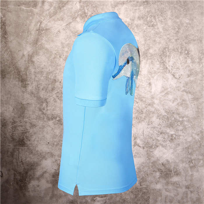 Men's embroidered polo shirt men's short sleeve summer European station Phillip plain heavy industry hot drill dolphin slim fit T-shirt, White
Men's embroidered polo shirt men's short sleeve summer European station Phillip plain heavy industry hot drill dolphin slim fit T-shirt, White