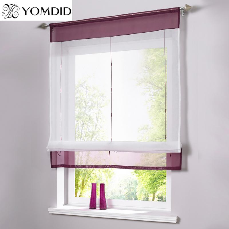 

Pastoral Roman Curtains Solid Sheer Window Tulle Curtain For the Kitchen Living Room Bedroom Windows Balcony Voile short curtain, Purple