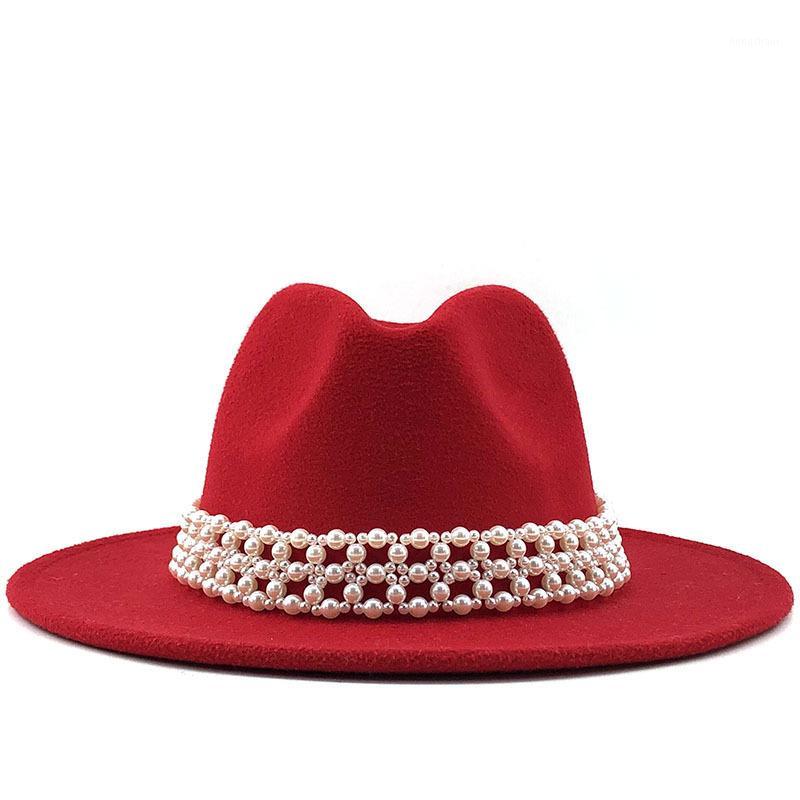 Wool Jazz Fedora Hats Casual Leather Pearl Ribbon Felt Hat White Pink Yellow Panama Trilby Formal Party Women Men Cap 56-58CM1
Wool Jazz Fedora Hats Casual Leather Pearl Ribbon Felt Hat White Pink Yellow Panama Trilby Formal Party Women Men Cap 56-58CM1