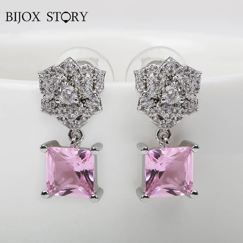 BIJOX STORY fashion female earrings 925 sterling silver with geometric shaped pink zircon drop earrings for wedding party gifts
BIJOX STORY fashion female earrings 925 sterling silver with geometric shaped pink zircon drop earrings for wedding party gifts