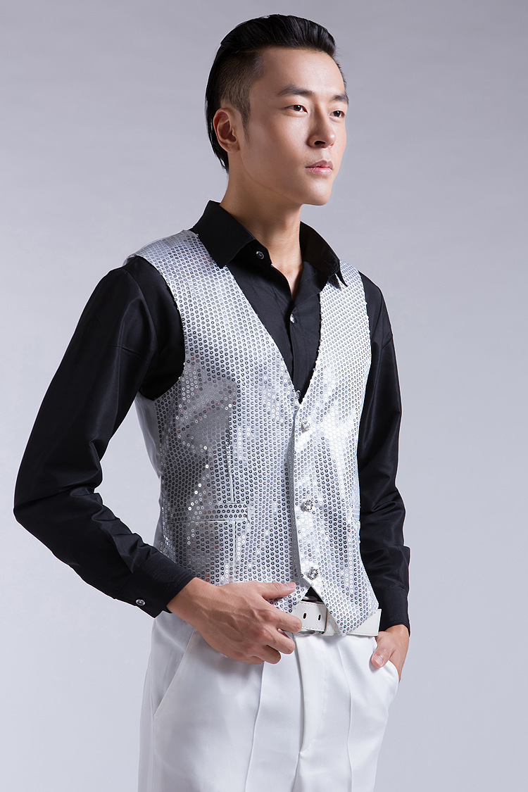 Mens Wedding Stage Show Gold Shiny Sequins Waistcoat Blue Black Silver Pink Rose Yellow Suit Vest Gilet Homme Classic Vests T200117