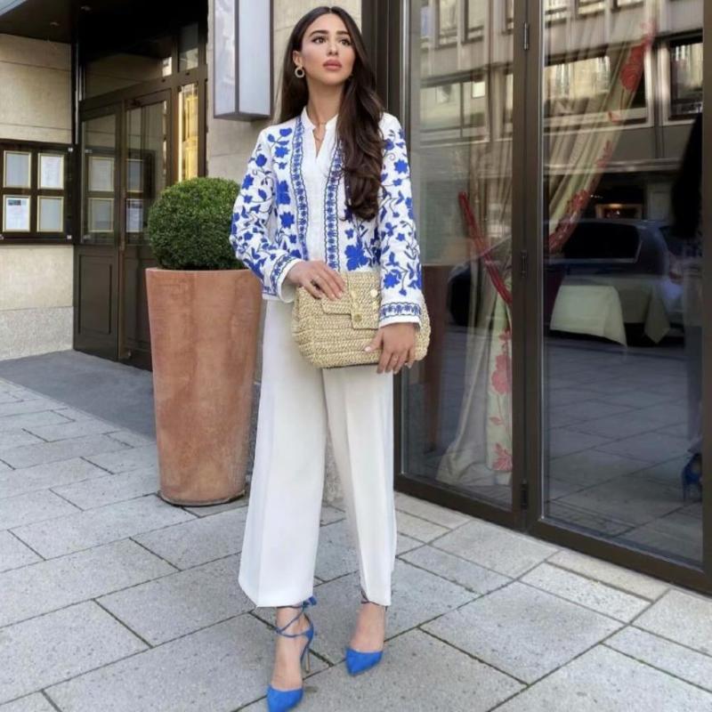 Women's Blouses Women's & Shirts 2022 Elegant Womens Autumn Blouse Coat Fashion Linen Embroidered Floral Vintage Women Shirt Long