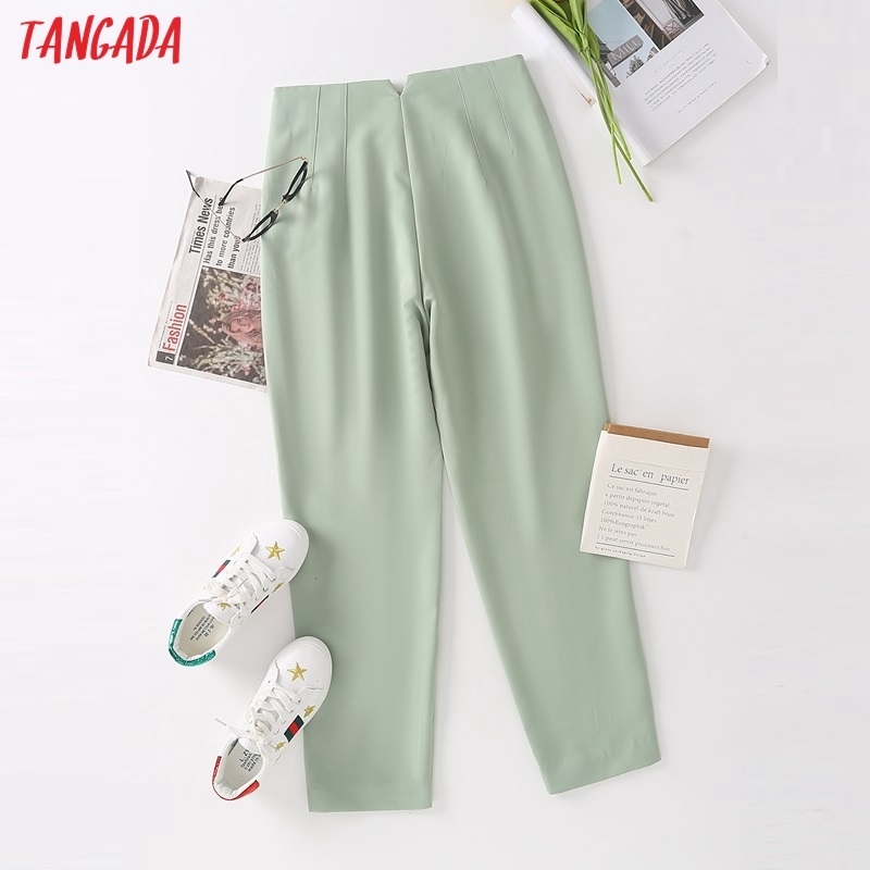 Tangada fashion women mint green suit pants trousers high waist office lady pants pantalon 4T41 201228
Tangada fashion women mint green suit pants trousers high waist office lady pants pantalon 4T41 201228