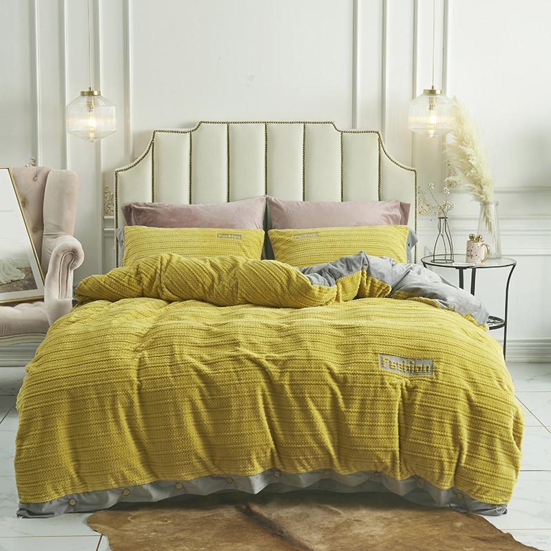 Brief Style AB Crystal Velvet 4pcs Duvet Cover Bed Sheet Pillowcases Solid Yellow Grey Dark Grey Pink Purple Queen King1, 13
Brief Style AB Crystal Velvet 4pcs Duvet Cover Bed Sheet Pillowcases Solid Yellow Grey Dark Grey Pink Purple Queen King1, 13