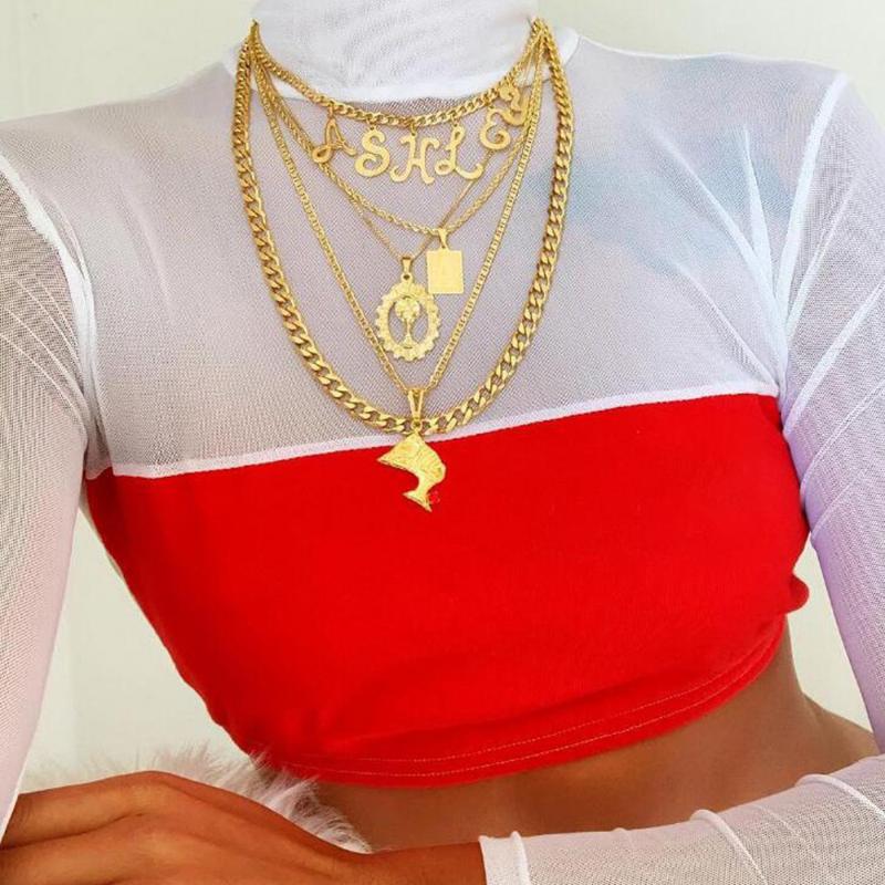 ALYXUY Retro Women's Necklaces Trophy Pharaoh Portrait Letters Pendant Clavicle Chain Multilayer Gold Necklace Set Jewelry Gift
ALYXUY Retro Women's Necklaces Trophy Pharaoh Portrait Letters Pendant Clavicle Chain Multilayer Gold Necklace Set Jewelry Gift