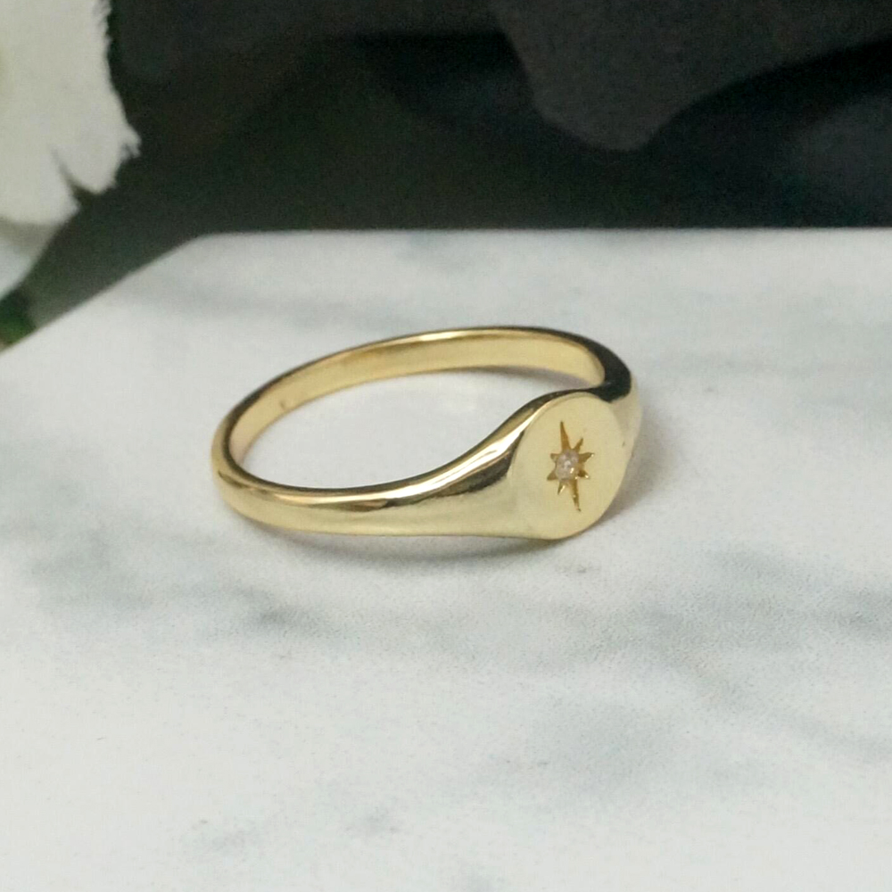 2021New Arrived Christmas Gift Fashion Finger Jewelry 5A Cubic Zirconia Cz Starburst Star Signet Ring Minimalist Jewelry