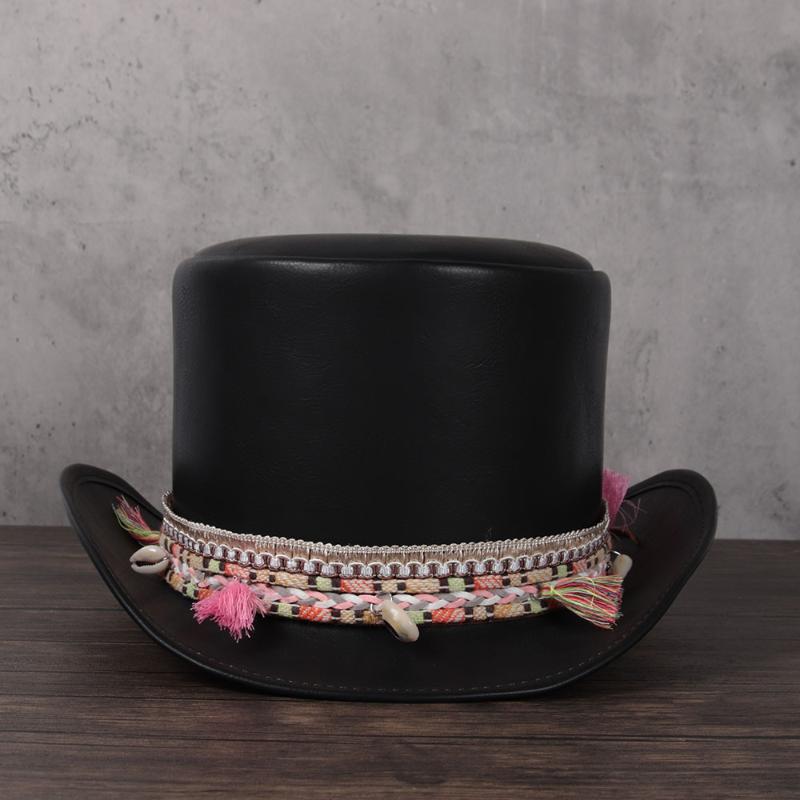 100% Leather Top Hat Women President Flat Fedoras Hat Magic Costume Halloween Props, Black
100% Leather Top Hat Women President Flat Fedoras Hat Magic Costume Halloween Props, Black
