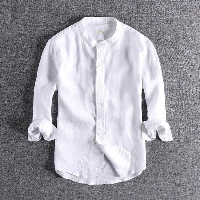 2021 New Spring and Summer Retro Stand-collar Linen Casual Fashion Men's Solid Three-quarter Sleeve Shirt Camisas Tops 8051, White
2021 New Spring and Summer Retro Stand-collar Linen Casual Fashion Men's Solid Three-quarter Sleeve Shirt Camisas Tops 8051, White