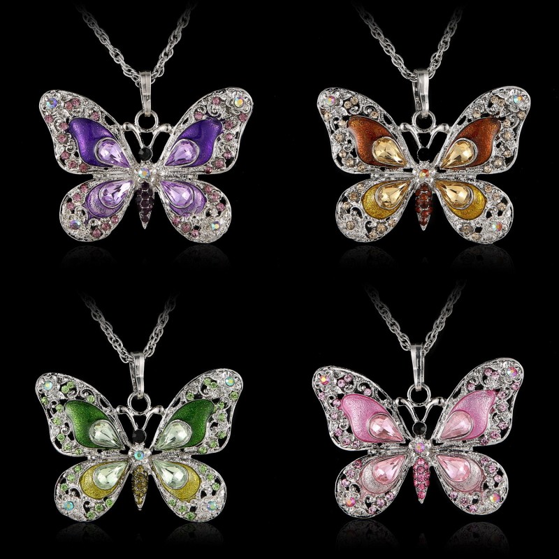 Women Inlay Crystal Necklace Jewellery Lady Multicolored Butterfly Pattern Fashion Retro Pendants Chain Europe America Necklaces 4cya J2
Women Inlay Crystal Necklace Jewellery Lady Multicolored Butterfly Pattern Fashion Retro Pendants Chain Europe America Necklaces 4cya J2