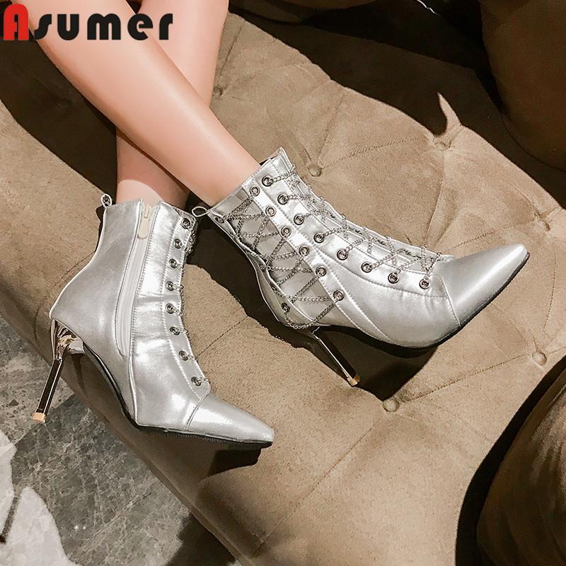 ASUMER plus size 34-48 new ankle boots women pointed toe zip high heels shoes women boots cross tied autumn winter 2020, Black
ASUMER plus size 34-48 new ankle boots women pointed toe zip high heels shoes women boots cross tied autumn winter 2020, Black