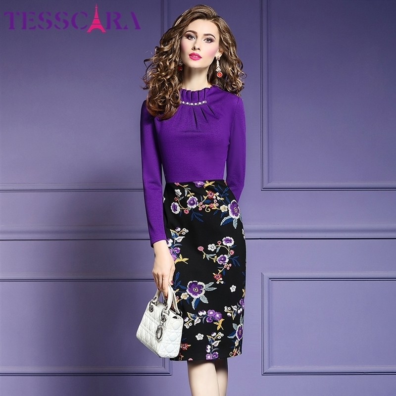 TESSCARA Women Autumn & Winter Elegant Office Dress Festa Female Pencil Vestidos Designer Vintage Party Robe Femme Plus Size 201027, Purple
TESSCARA Women Autumn & Winter Elegant Office Dress Festa Female Pencil Vestidos Designer Vintage Party Robe Femme Plus Size 201027, Purple