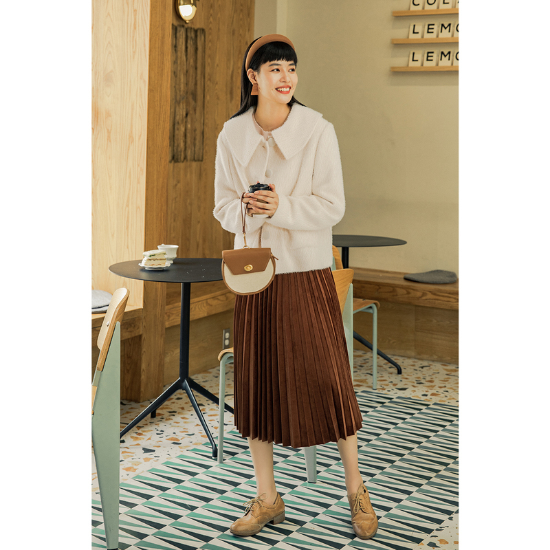 INMAN Autumn Winter New Arrival Warm Simple Plush LongSleeved Button Top Coat 201019