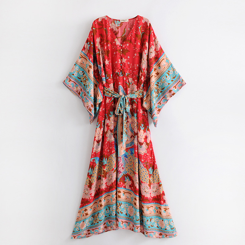Red boho beach dresses women floral printed maxi long kimono cardigan style dress Batwing sleeve Spring summer bohemian holiday Sashes dress, Color as shows
Red boho beach dresses women floral printed maxi long kimono cardigan style dress Batwing sleeve Spring summer bohemian holiday Sashes dress, Color as shows