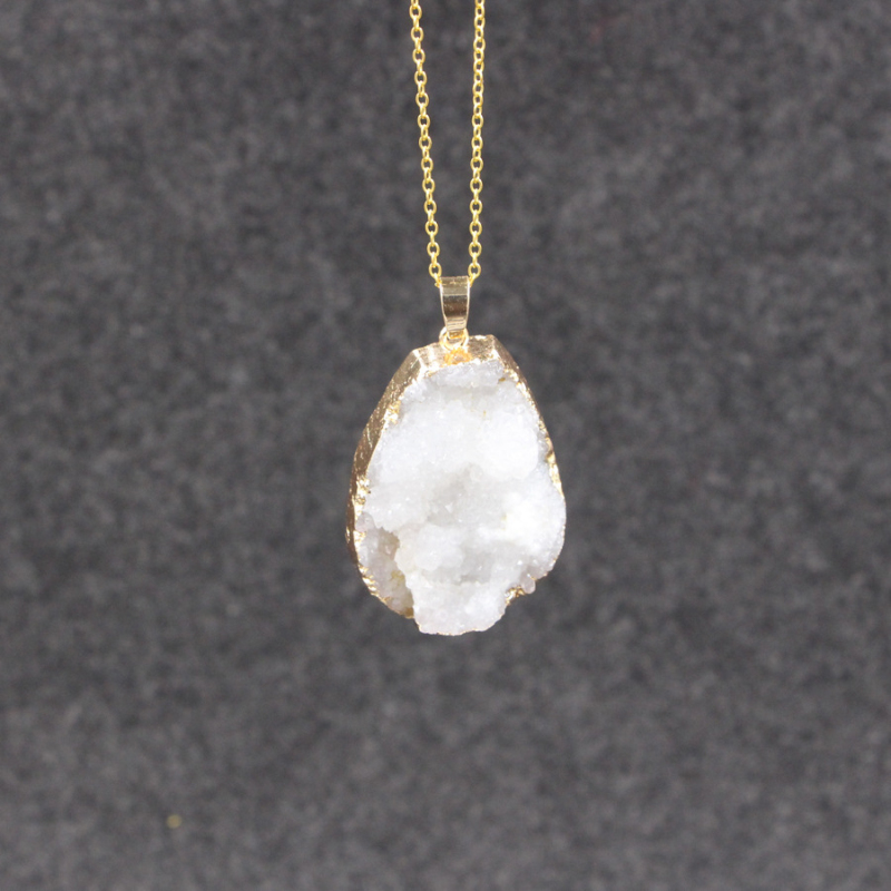 Colorful Irregularity Raw Natural Stone Pendant Necklace Jewelry for Lover Gift