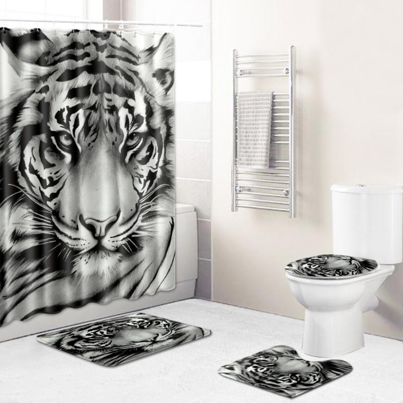 4pcs/set Wild Animal Tiger Shower Curtain Bath Mat Toilet Pad Set Non-slip Bathroom Decor Carpet Waterproof Shower Curtain Set
4pcs/set Wild Animal Tiger Shower Curtain Bath Mat Toilet Pad Set Non-slip Bathroom Decor Carpet Waterproof Shower Curtain Set