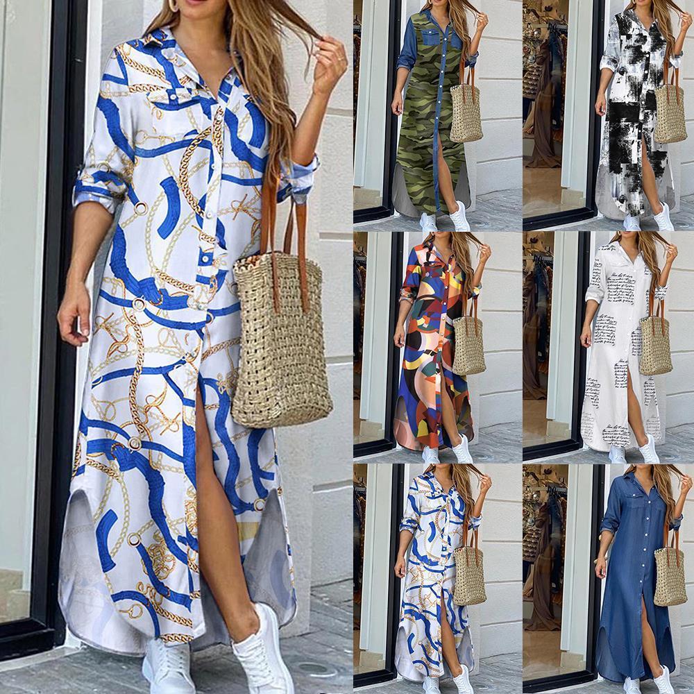 women elegant button down long shirt dress summer chain print lapel neck party dress casual long sleeve maxi beach dress vestido, Black;gray
women elegant button down long shirt dress summer chain print lapel neck party dress casual long sleeve maxi beach dress vestido, Black;gray