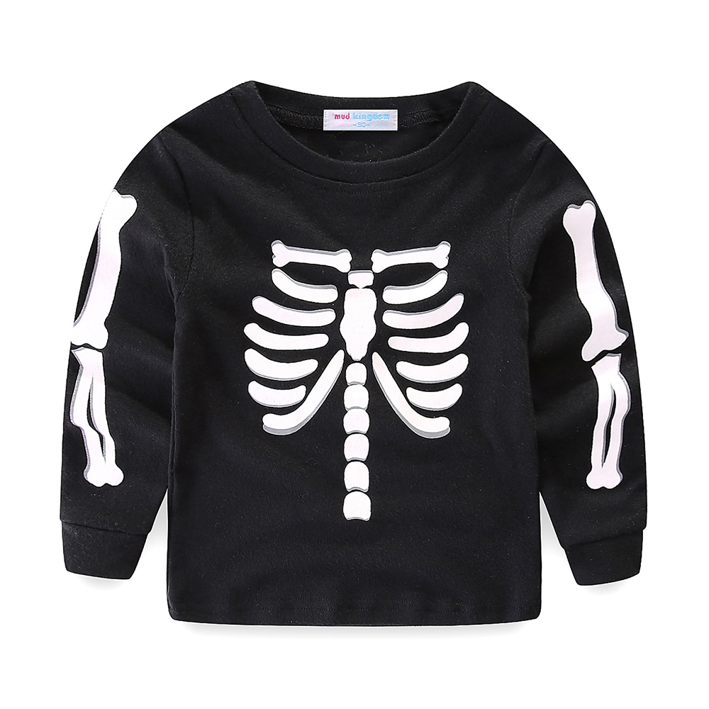 Mudkingdom Little Boys Girls Pajama Set Glowing Halloween Skeleton Fashion Kids Sleepwear Outfits LJ201216