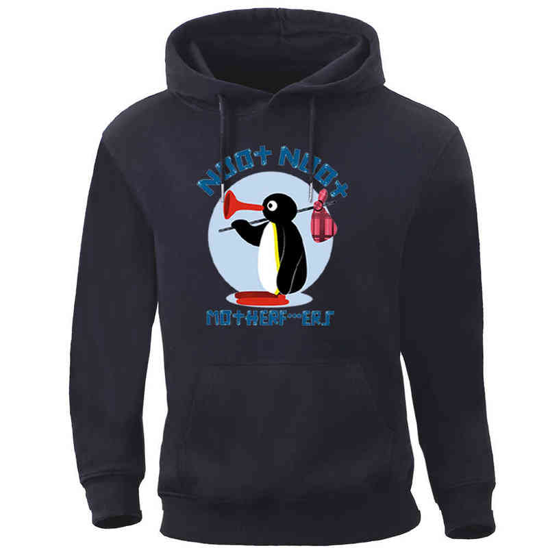Funny Penguin Noot Mother Runaway Men Brand Hoodies Sweatshirt Autumn Winter Crewneck Round Collar Pullover Streetwear Tracksuit H1227