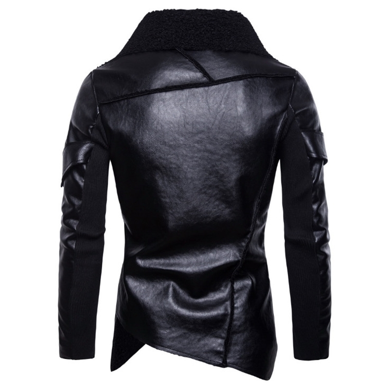 Men Autumn Fashion Punk Leather Jacket Casual Motorcycle Leather Jacket Male Coat Personality Lrregular Leather Jacket 201128