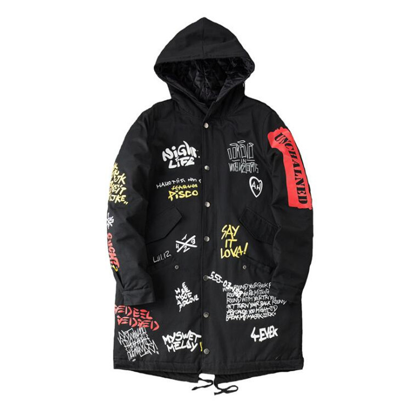 Nagri seveyfan winter long trench coat hip hop printed male graffiti jackets hooded bf hot parka outerwear s m l, Black
Nagri seveyfan winter long trench coat hip hop printed male graffiti jackets hooded bf hot parka outerwear s m l, Black