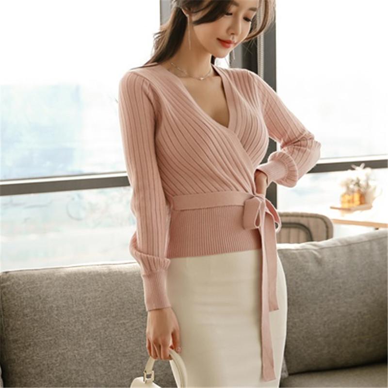CBAFU Lace Up Knitted Sweater Women V-Neck Long Sleeve Sexy Korean Jumpers Striped Pink Pullovers Slim Elegant Office Lady F693, Black
CBAFU Lace Up Knitted Sweater Women V-Neck Long Sleeve Sexy Korean Jumpers Striped Pink Pullovers Slim Elegant Office Lady F693, Black