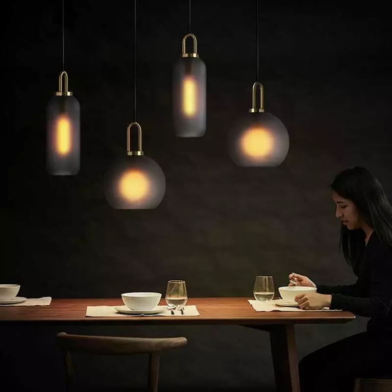 Nordic modern simple glass ball LED E27 lamp pendant lights interior lighting lamps restaurant bedroom stair decoration hanging light