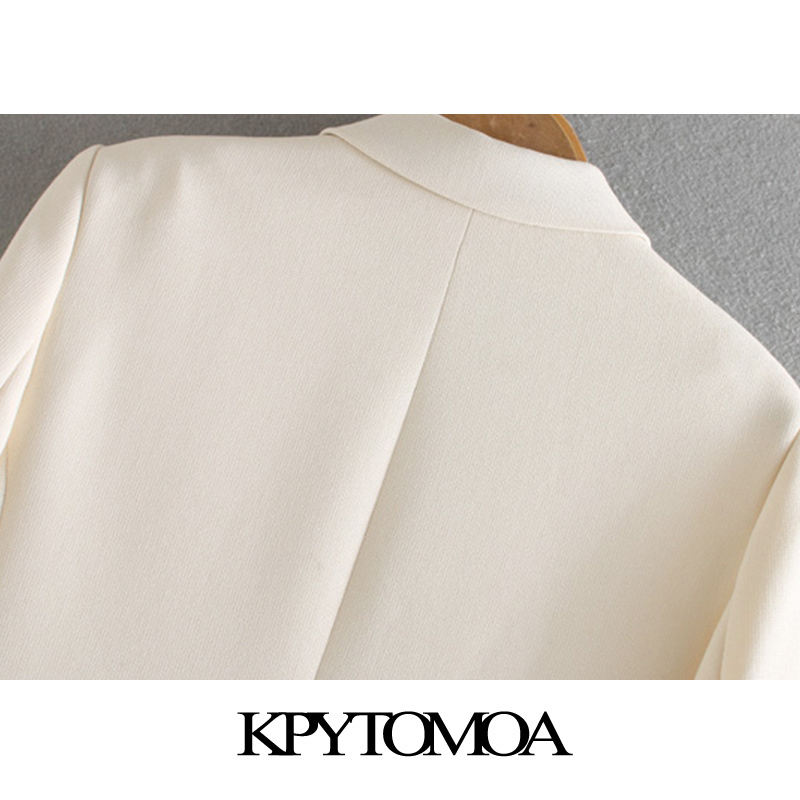 KPYTOMOA Women Fashion Office Wear Double Breasted Blazer Coat Vintage Long Sleeve Pockets Female Outerwear Chic Tops 201106
