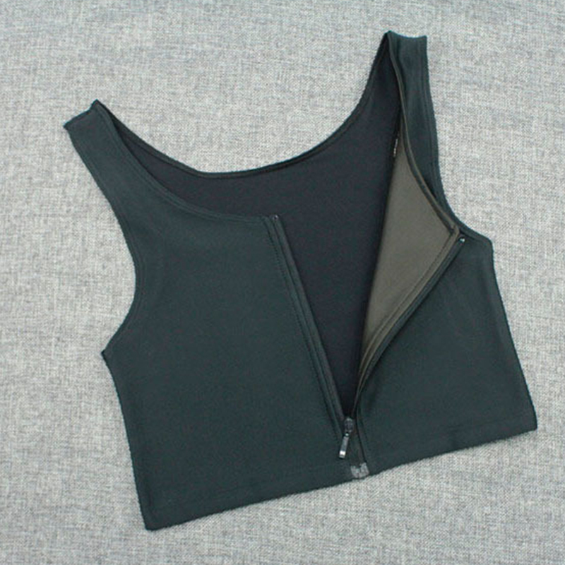 Women's Les Lesbian Tomboy Slim Fit Short Vest Chest Binder Tops Zip Tomboy Bra Intimates Breathable Buckle Breast Binder LJ201209