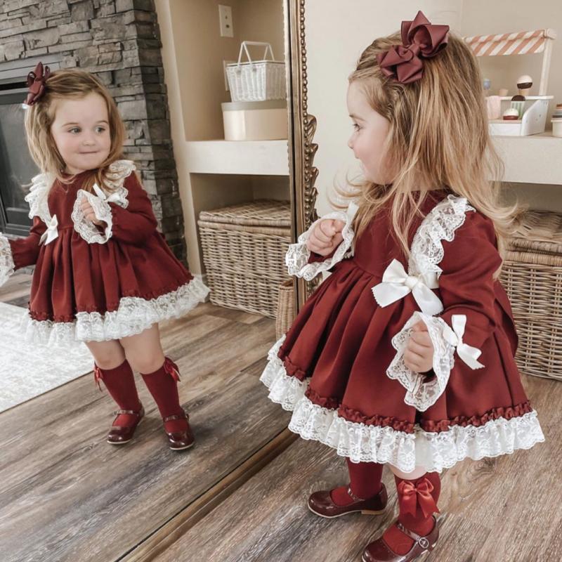Baby Girls Vintage Lace Dresses Kids Spanish Lolita Dress Infant Birthday Party Wear Red Frock Toddler Girl Bow Princess Clothes F1218
Baby Girls Vintage Lace Dresses Kids Spanish Lolita Dress Infant Birthday Party Wear Red Frock Toddler Girl Bow Princess Clothes F1218