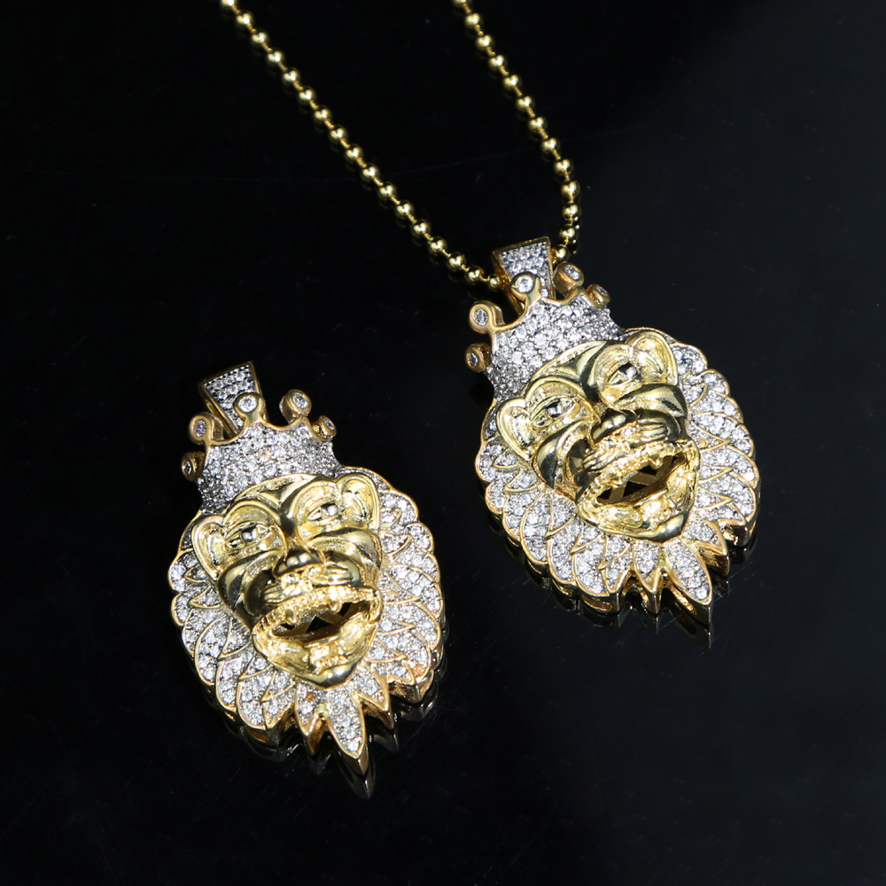 Classic hip hop mens lion head pendant necklace jewelry chains rope chain necklace long chain men jewelry rose gold chains