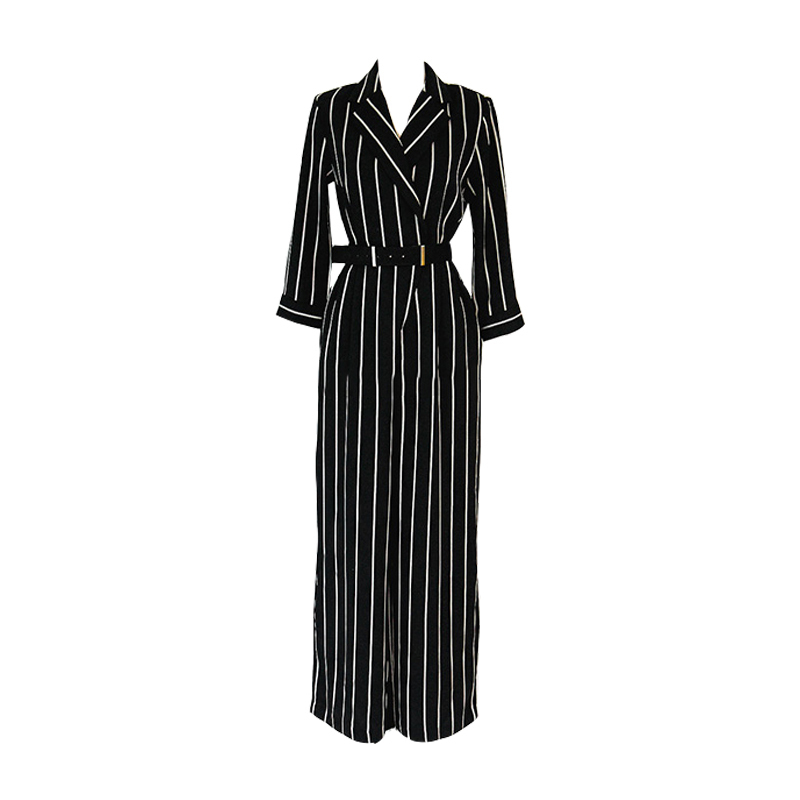 Fashion women new arrival casual comfortable jumpsuit vintage work style temperament wild trend high quality striped lady romper T200509