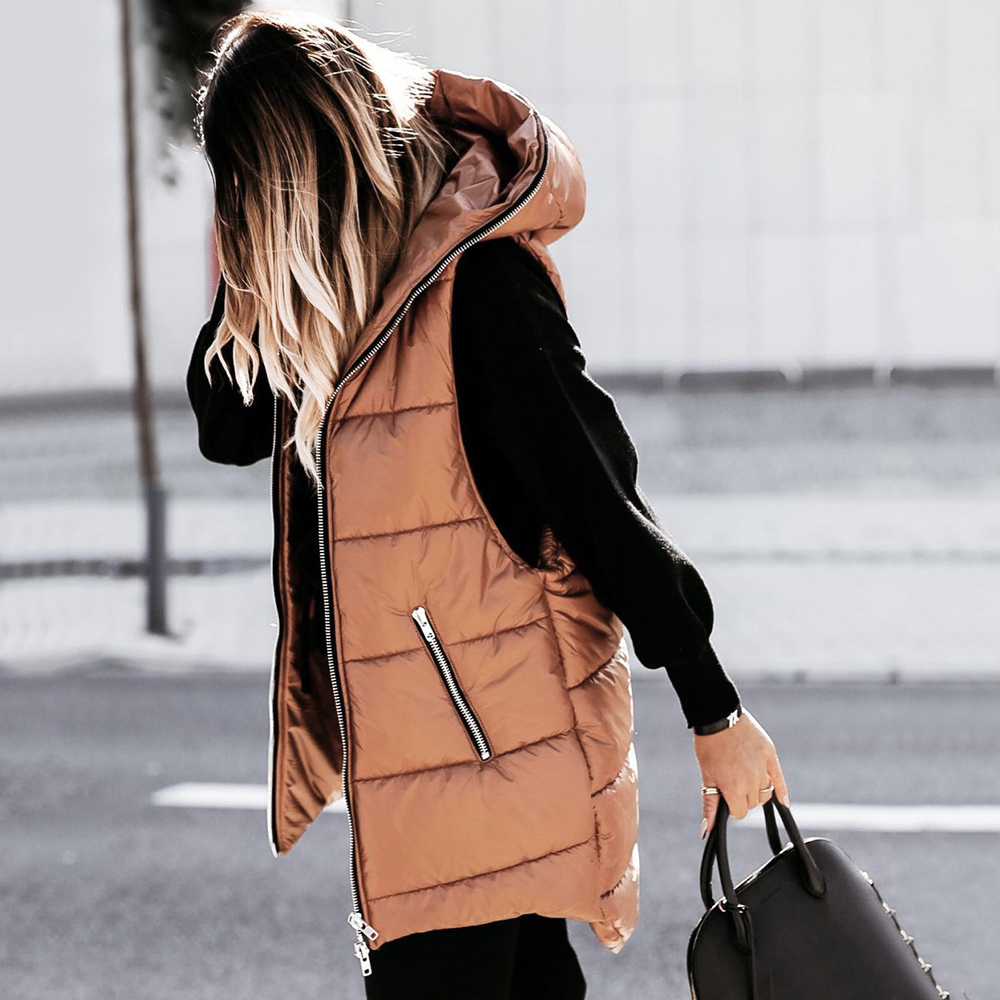 Ultra Light Winter Coat Jacket For Women Sleeveless Zipper Pocket Warm Thick Parka Outerwear Ladies Overcoats Waterproof D30 201201