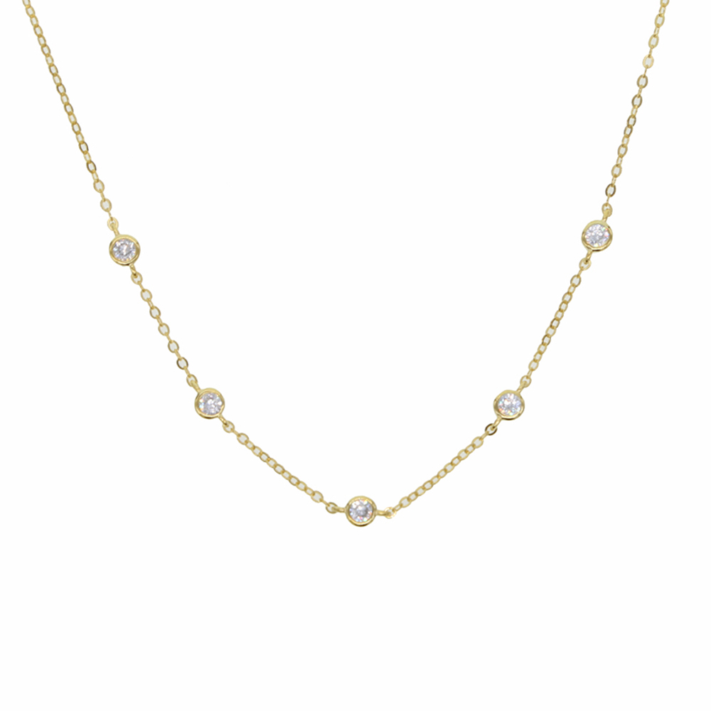 cz station choker necklace fine 925 sterling silver 5pcs bezel cz dots geometric simple fashion girl women gift thin collarbone chain