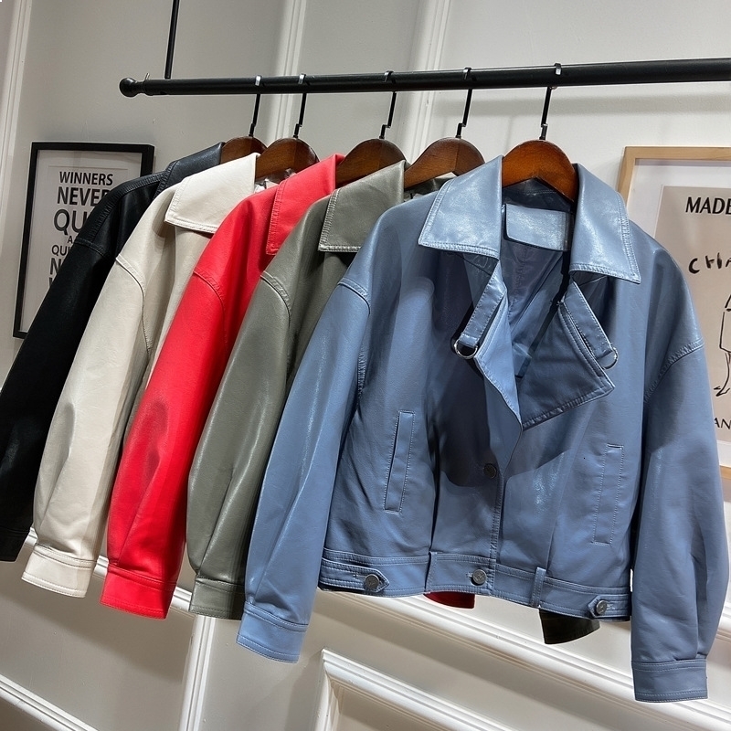 New Autumn 2021 for Women in the False Leather Jacket of T9RO, Black 
New Autumn 2021 for Women in the False Leather Jacket of T9RO, Black