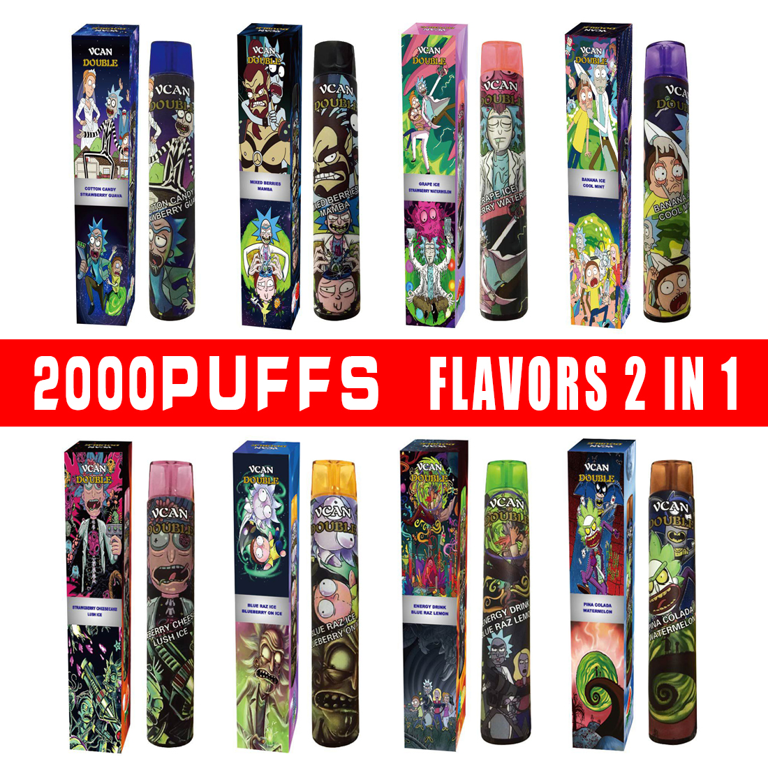original 2000puffs 2in1 flavors disposable device 8ml vape pen Vcan double R&M with strong battery high quality fast shipping
original 2000puffs 2in1 flavors disposable device 8ml vape pen Vcan double R&M with strong battery high quality fast shipping