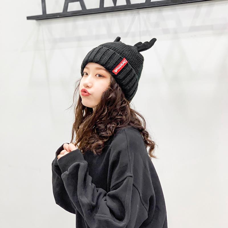 Hat female autumn and winter Korean cute antler wool hat Japanese winter wild thick warm ear protection knitted, White
Hat female autumn and winter Korean cute antler wool hat Japanese winter wild thick warm ear protection knitted, White