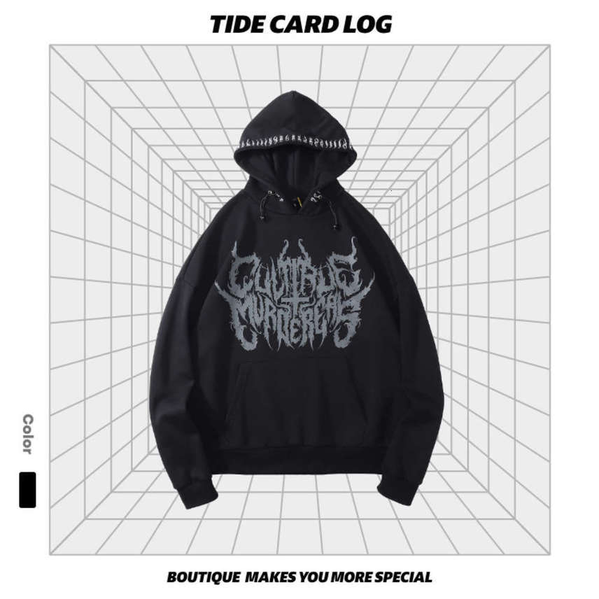 tide brand log autumn and winter new products high street dark Gothic alphabet print Pullover Hooded black sweater men
tide brand log autumn and winter new products high street dark Gothic alphabet print Pullover Hooded black sweater men