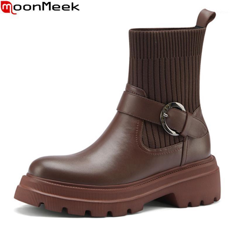 MoonMeek 2021 New Arrival Women Boots Genuine Leather Boots Med Heels Round Toe Buckle Autumn Winter Ankle Black Brown1
MoonMeek 2021 New Arrival Women Boots Genuine Leather Boots Med Heels Round Toe Buckle Autumn Winter Ankle Black Brown1