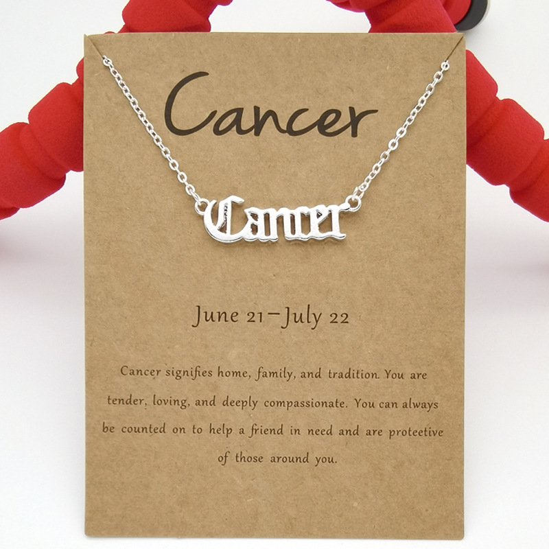 Gold Silver Plated 12 Constellation Necklace Zodiac Letter Symbol Pendent Necklaces Chain for Women Men Brithday Anniversary Nice Jewelry Gift with Pa