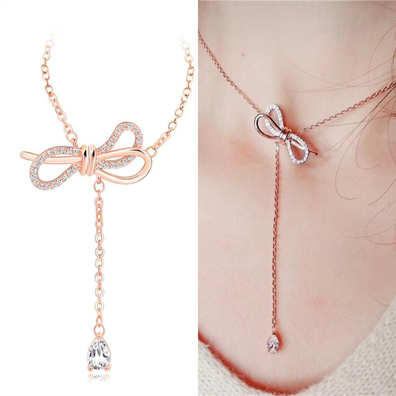 Korean Fashion Water Drop Necklaces & Pendants Rose Gold Color Bowknot Short Necklace Statement Choker Necklace Women Bijoux
Korean Fashion Water Drop Necklaces & Pendants Rose Gold Color Bowknot Short Necklace Statement Choker Necklace Women Bijoux