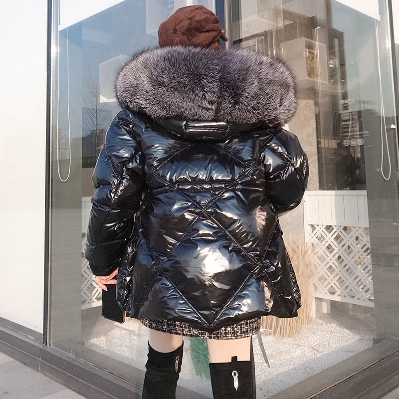 new genuine 90 white duck down plus size natural silver fur collar down jacket short waist waist ladies warm winter jac 201019