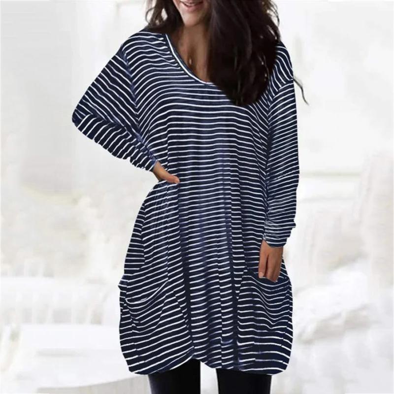 Ladies Striped Long T-Shirts With Pocket Casual Plus Size Tops Long Loose Pullover Female Blusa White Plus Size Fashion Top Tee, Black
Ladies Striped Long T-Shirts With Pocket Casual Plus Size Tops Long Loose Pullover Female Blusa White Plus Size Fashion Top Tee, Black