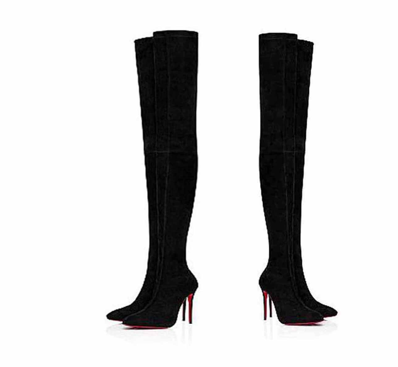 Winter Sexy Womens Long Boots Tall Boot High Heels Suede Boots Boot Red Bottom Genuine Leather Pumps Paris Boots Eloise Booty With Box