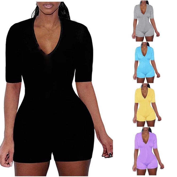 2021 New Fashion Women Solid Yellow Bodysuits Short Sleeve jumpsuits One-piece Adult Pajamas Onesies Femme Sleepwear 5 Colors, Black
2021 New Fashion Women Solid Yellow Bodysuits Short Sleeve jumpsuits One-piece Adult Pajamas Onesies Femme Sleepwear 5 Colors, Black
