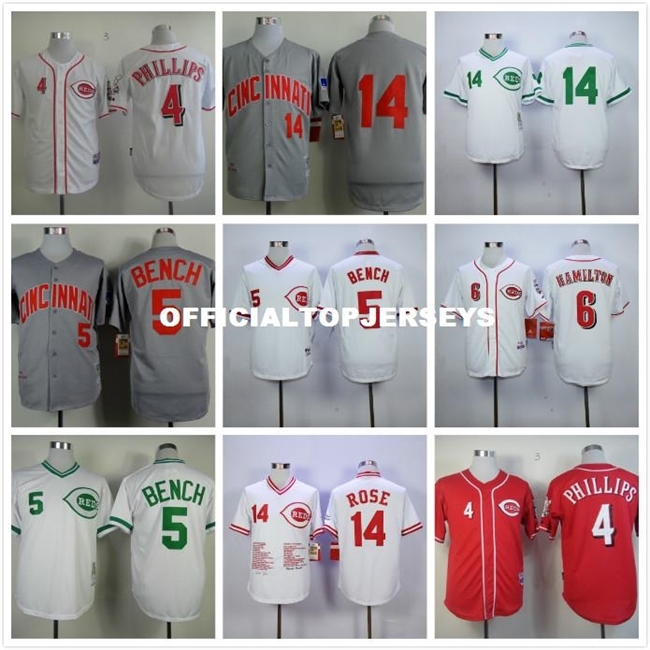 5 Johnny Bench 6 Billy Hamilton 14 Pete Rose Retro Jersey red white Gray camo, Yellow
5 Johnny Bench 6 Billy Hamilton 14 Pete Rose Retro Jersey red white Gray camo, Yellow